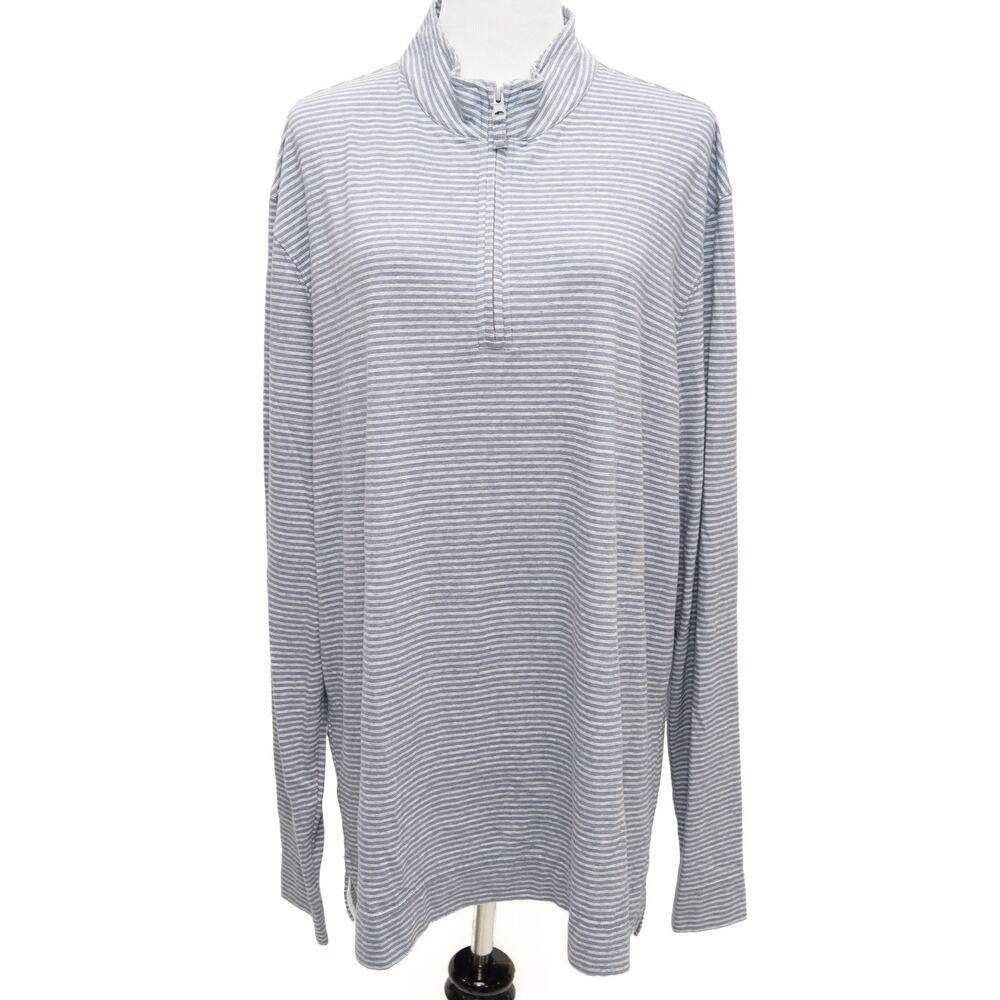 Johnnie-O Striped Half Zip Harvell Light Gray Pullover Size X Large